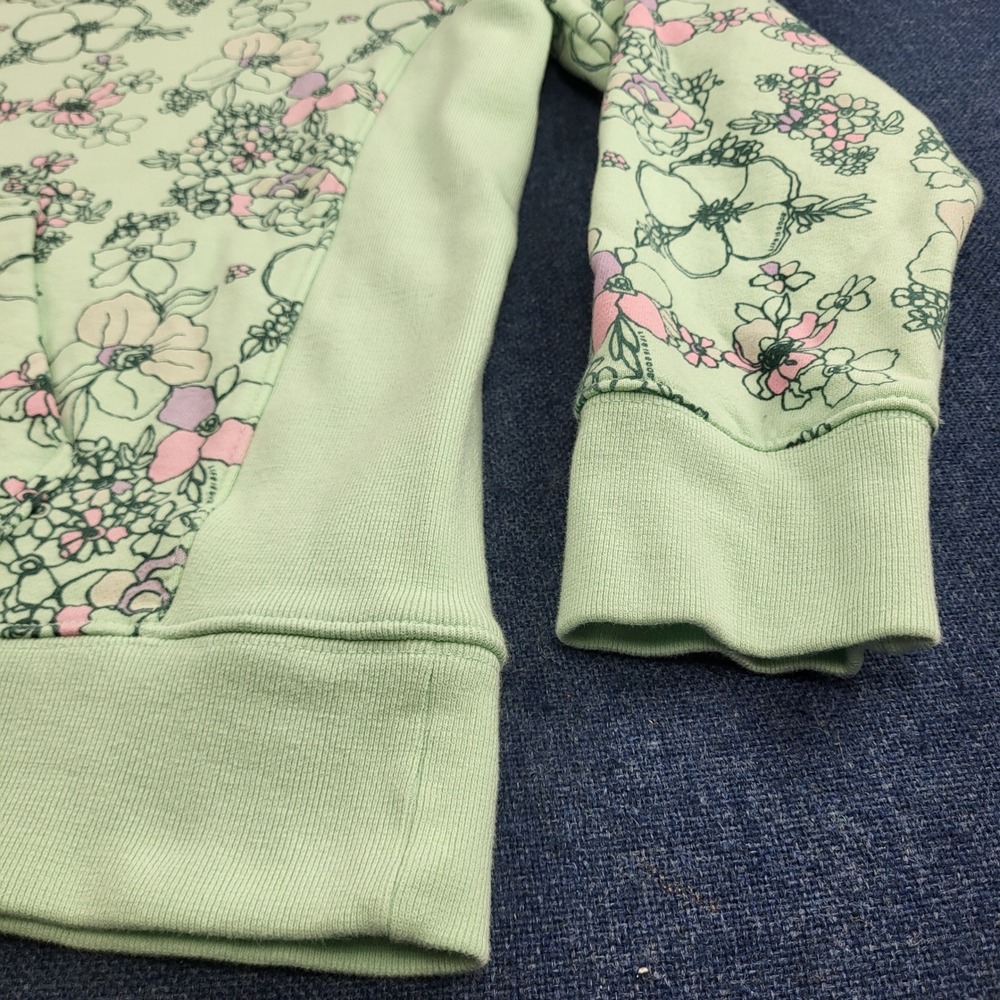 Life Is Good Womens Large Mint Green Floral Cotton Fleece Pullover Hoodie L - Picture 2 of 12